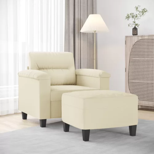 vidaXL krémszínű műbőr kanapéfotel lábtartóval 60 cm