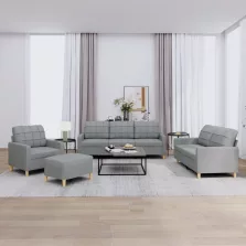   vidaXL 4 részes világosszürke szövet ülőgarnitúra párnákkal