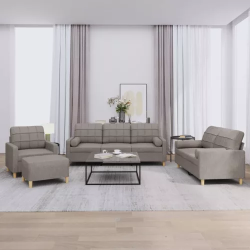 vidaXL 4 részes tópszínű mikroszálas szövet ülőgarnitúra párnával