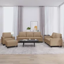   vidaXL 4 részes cappuccino műbőr ülőgarnitúra párnákkal