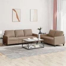   vidaXL 2 részes kávészínű műbőr ülőgarnitúra párnákkal