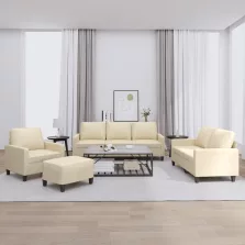   vidaXL 4 részes krémszínű szövet ülőgarnitúra párnákkal