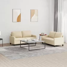  vidaXL 2 részes krémszínű szövet ülőgarnitúra párnákkal