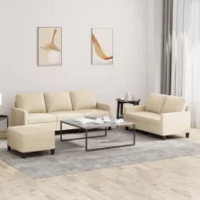   vidaXL 3 részes krémszínű szövet ülőgarnitúra párnákkal