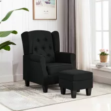 vidaXL fekete szövet fotel lábzsámollyal
