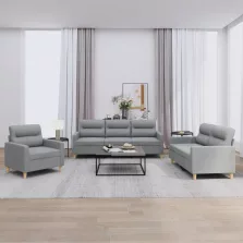   vidaXL 3 részes világosszürke szövet ülőgarnitúra párnákkal