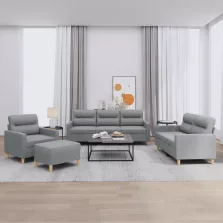   vidaXL 4 részes világosszürke szövet ülőgarnitúra párnákkal