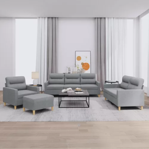 vidaXL 4 részes világosszürke szövet ülőgarnitúra párnákkal