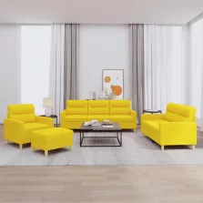   vidaXL 4 részes világossárga szövet ülőgarnitúra párnákkal