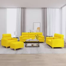   vidaXL 4 részes világossárga szövet ülőgarnitúra párnákkal