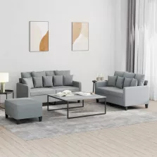   vidaXL 3 részes világosszürke szövet ülőgarnitúra párnákkal