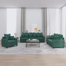   vidaXL 3 részes sötétzöld bársony ülőgarnitúra párnákkal