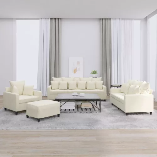 vidaXL 4 részes krém bársony ülőgarnitúra párnákkal