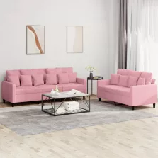   vidaXL 2 részes rózsaszín bársony ülőgarnitúra párnákkal