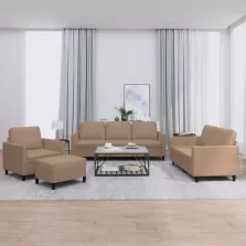   vidaXL 4 részes cappuccino műbőr ülőgarnitúra párnákkal