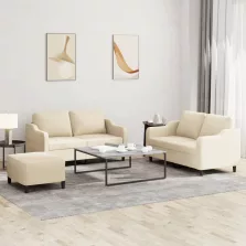   vidaXL 3 részes krémszínű szövet ülőgarnitúra párnákkal