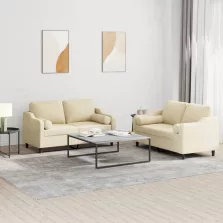   vidaXL 2 részes krémszínű szövet ülőgarnitúra párnákkal