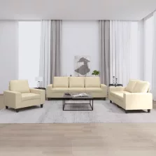 vidaXL 3 részes krémszínű szövet ülőgarnitúra