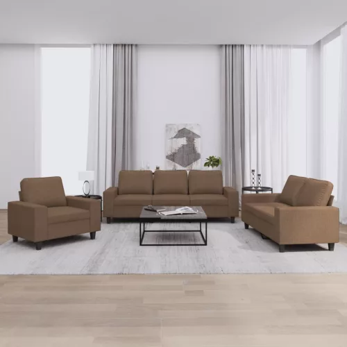 vidaXL 3 részes barna szövet ülőgarnitúra