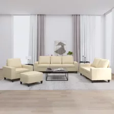 vidaXL 4 részes krémszínű szövet ülőgarnitúra