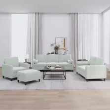   vidaXL 4 részes világosszürke bársony ülőgarnitúra párnákkal