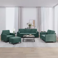   vidaXL 4 részes sötétzöld bársony ülőgarnitúra párnákkal