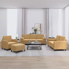 vidaXL 4 részes barna bársony ülőgarnitúra párnákkal