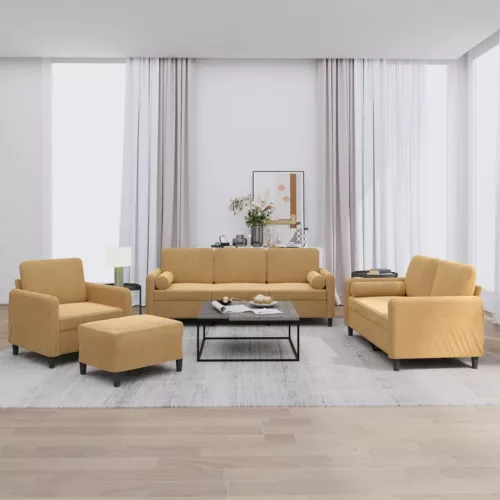 vidaXL 4 részes barna bársony ülőgarnitúra párnákkal