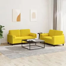 vidaXL 2 részes sárga bársony ülőgarnitúra párnákkal