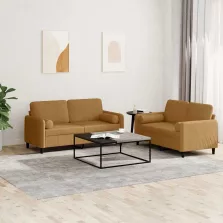 vidaXL 2 részes barna bársony ülőgarnitúra párnákkal