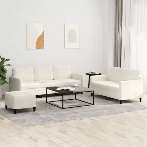 vidaXL 3 részes krém bársony ülőgarnitúra