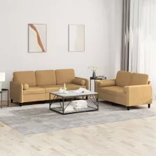 vidaXL 2 részes barna bársony ülőgarnitúra párnákkal