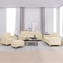   vidaXL 4 részes krémszínű szövet ülőgarnitúra párnákkal