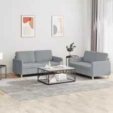   vidaXL 2 részes világosszürke szövet ülőgarnitúra párnákkal
