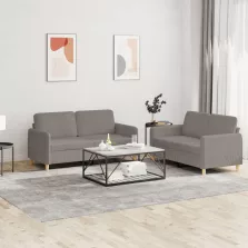   vidaXL 2 részes tópszínű szövet ülőgarnitúra párnákkal