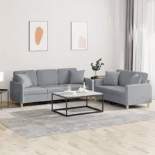  vidaXL 2 részes világosszürke szövet ülőgarnitúra párnákkal