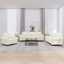 vidaXL 3 részes krém bársony ülőgarnitúra párnákkal