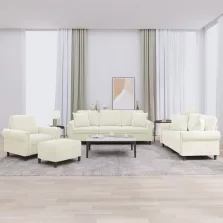   vidaXL 4 részes krémszínű bársony ülőgarnitúra párnákkal