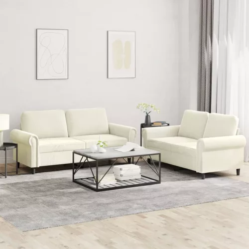 vidaXL 2 részes krém bársony ülőgarnitúra párnákkal