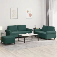   vidaXL 3 részes sötétzöld bársony ülőgarnitúra párnákkal