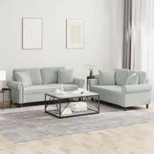   vidaXL 2 részes világosszürke bársony ülőgarnitúra párnákkal