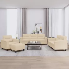   vidaXL 4 részes krémszínű mikroszálas szövet ülőgarnitúra párnákkal