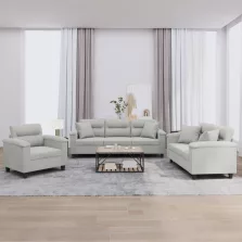   vidaXL 3 részes világosszürke mikroszálas ülőgarnitúra párnákkal