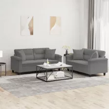   vidaXL 2 részes sötétszürke mikroszálas szövet ülőgarnitúra párnákkal