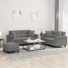   vidaXL 3 részes sötétszürke mikroszálas szövet ülőgarnitúra párnákkal