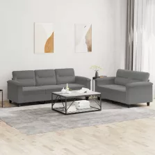   vidaXL 2 részes sötétszürke mikroszálas szövet ülőgarnitúra párnákkal