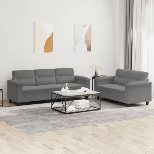 vidaXL 2 részes sötétszürke mikroszálas szövet ülőgarnitúra párnákkal