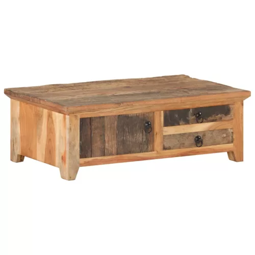 vidaXL tömör újrahasznosított fa dohányzóasztal 90 x 50 x 31 cm