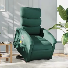   vidaXL sötétzöld szövet dönthető masszázs- és állófotel