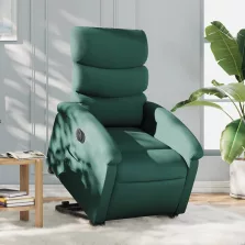   vidaXL elektromos felállást segítő sötétzöld szövet dönthető fotel